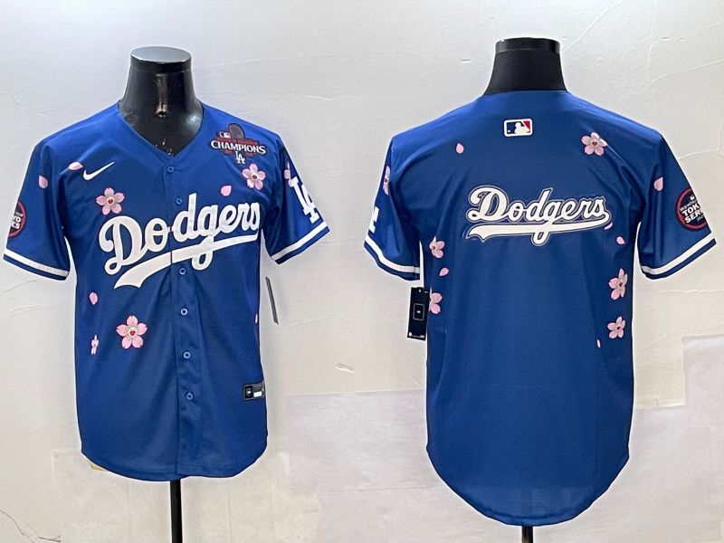 Men Los Angeles Dodgers Blank Blue Sakura Edition 2025 Nike MLB Jersey style 15